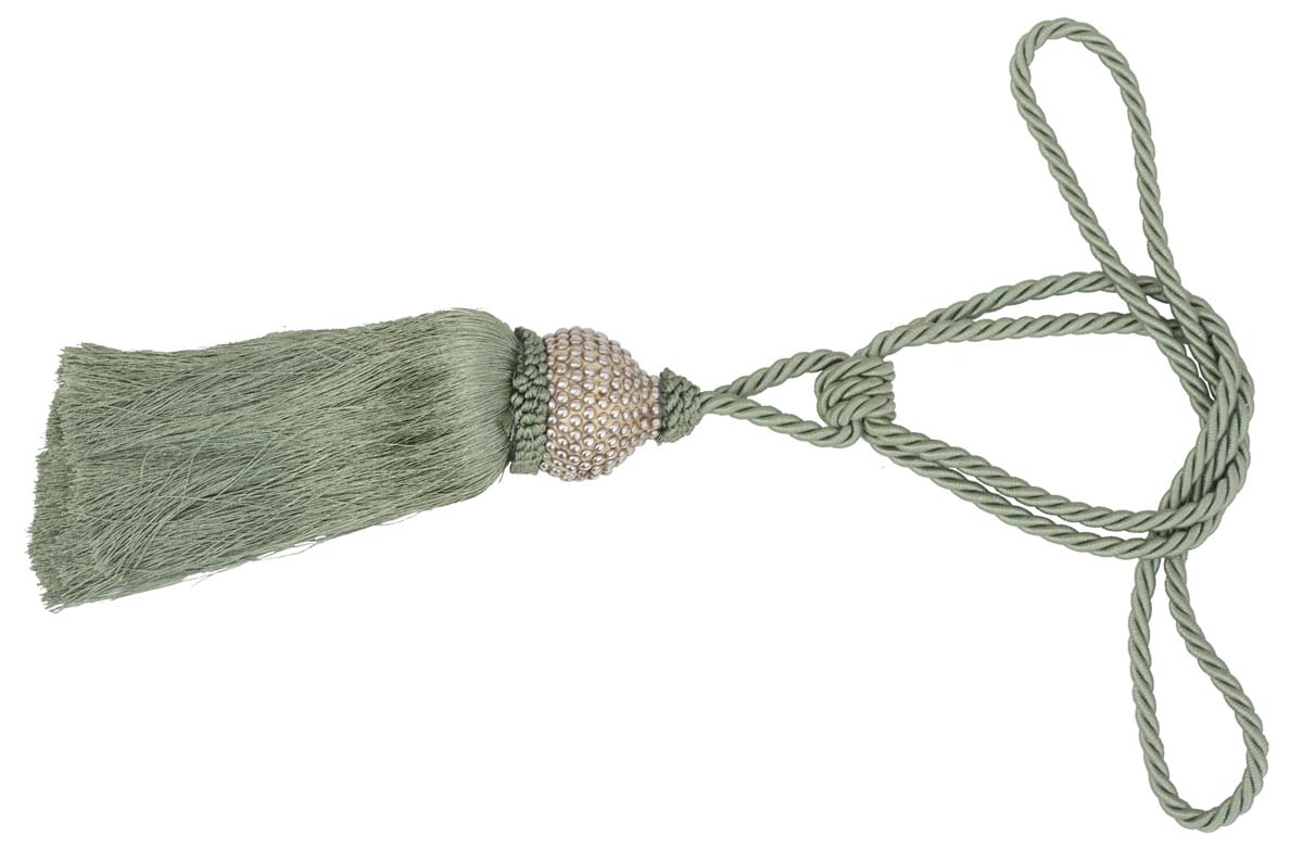 Curtain Tie Backs with Tassels - Mint Green Color with Metal Decoration On Bead - Rayon Cord-Style Drapery Holdbacks - Home Decor Furnishings & Supplies - Buy in Bulk Wholesale